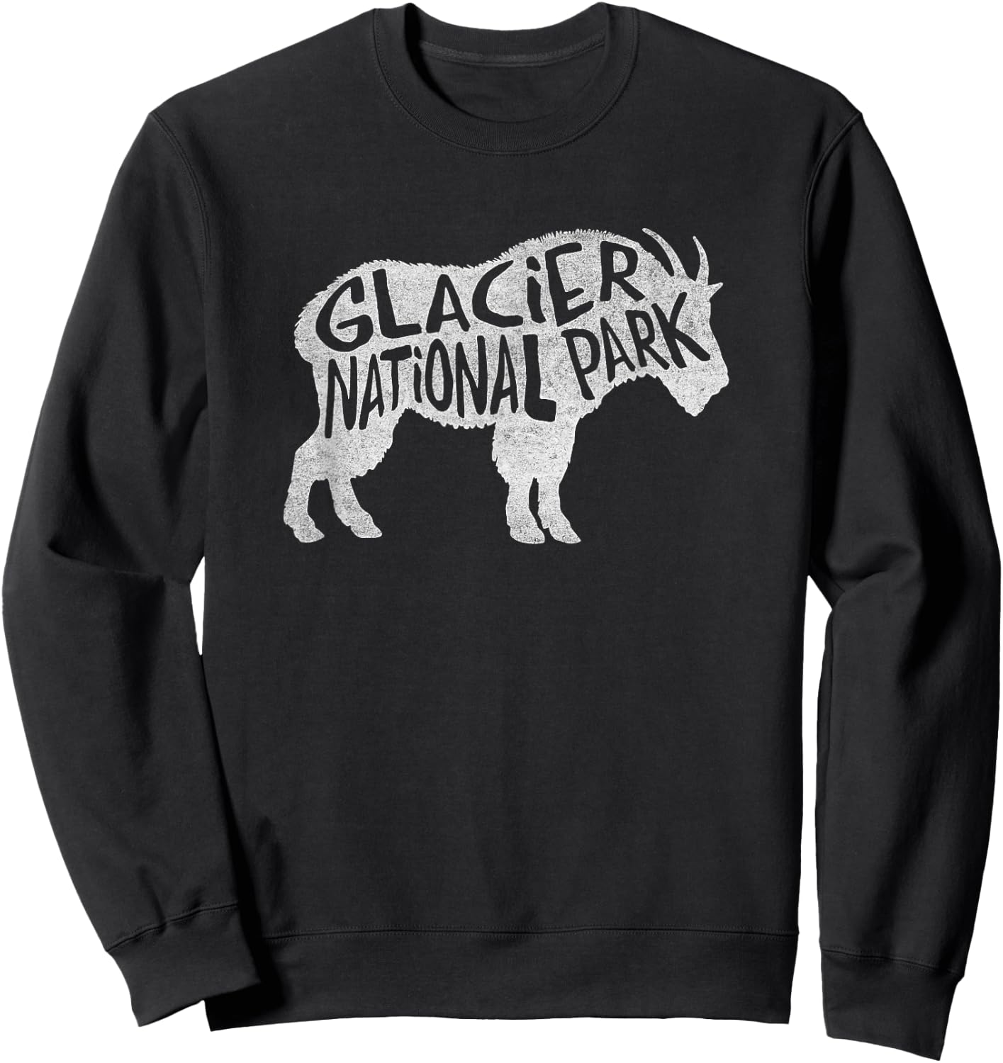 Glacier National Park - Goat Design Sweatshirt - Sweatshirt | Black