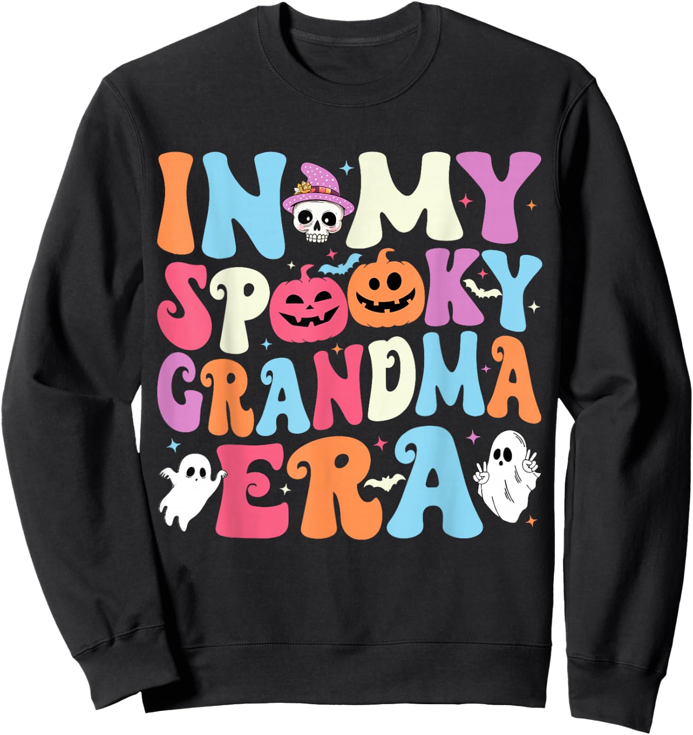 In My Spooky Grandma Era Halloween Groovy Grandma Halloween Sweatshirt - Sweatshirt | Black