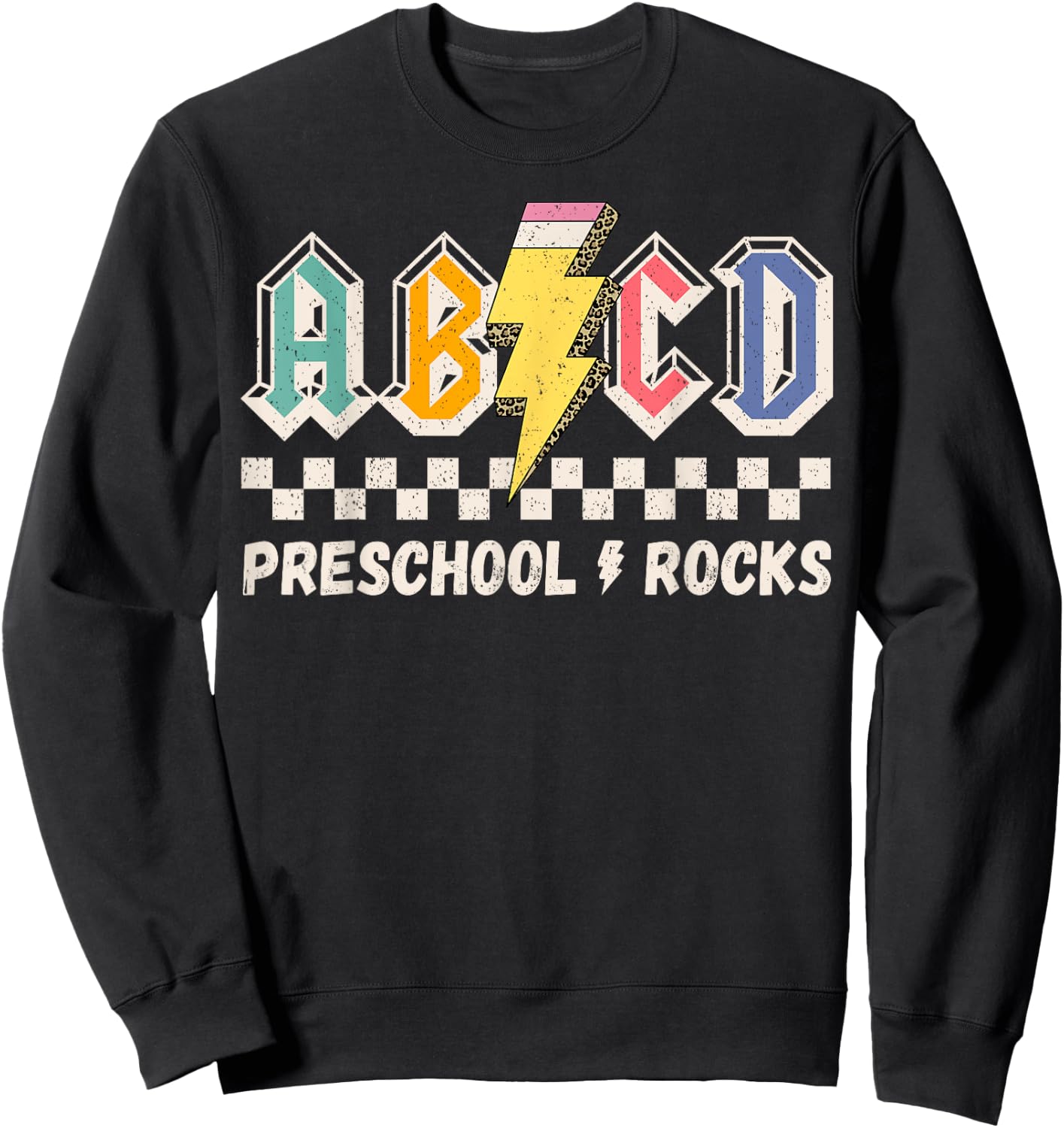 ABCD Preschool Rocks Pencil Lightning Teachers Rock Boys Sweatshirt - Sweatshirt | Black