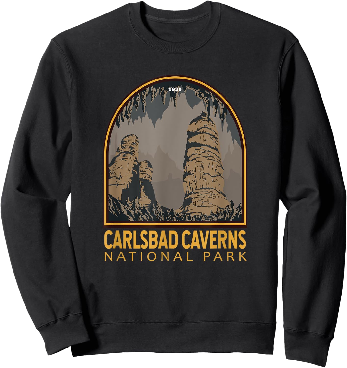 Carlsbad Caverns National Park Vintage Emblem Sweatshirt - Sweatshirt | Black
