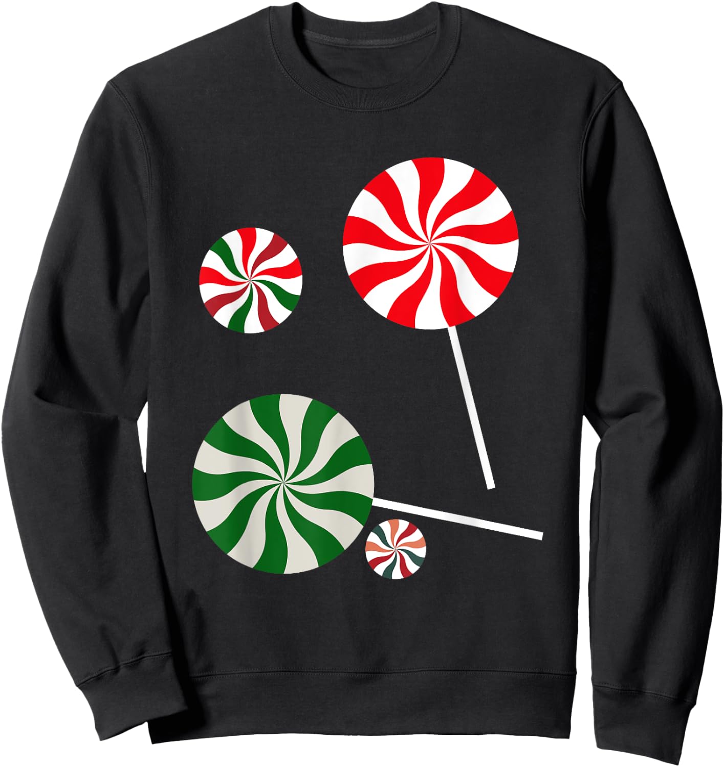 Christmas Peppermint Christmas Candy Sweatshirt - Sweatshirt | Black