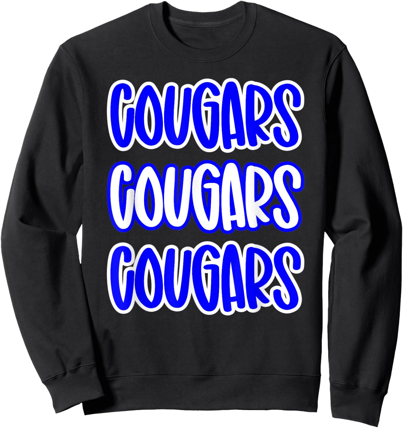 Cougars Repeating School Spirit Blue White Sweatshirt - Sweatshirt | Black