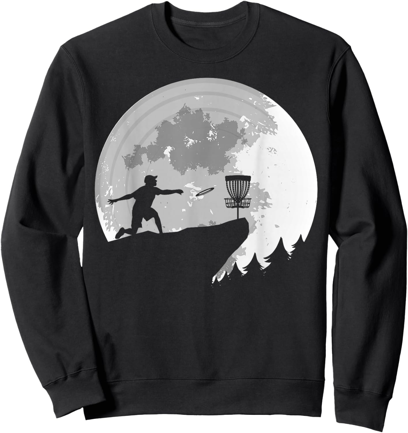 Disc Golfing Funny Full Moon Disc Golf Men Sweatshirt - Sweatshirt | Black