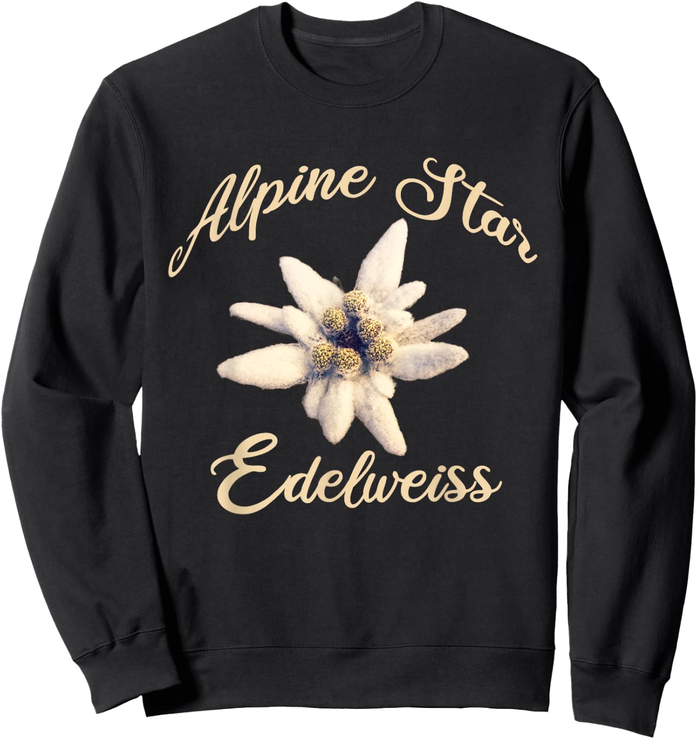 Edelweiss Alpine Star in Vintage Design Sweatshirt - Sweatshirt | Black