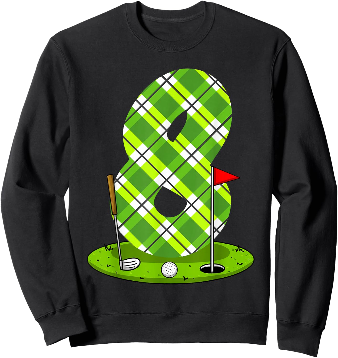 Golf Birthday Shirt For Kids 8th Birthday Party Golfer Sweatshirt - Sweatshirt | Black
