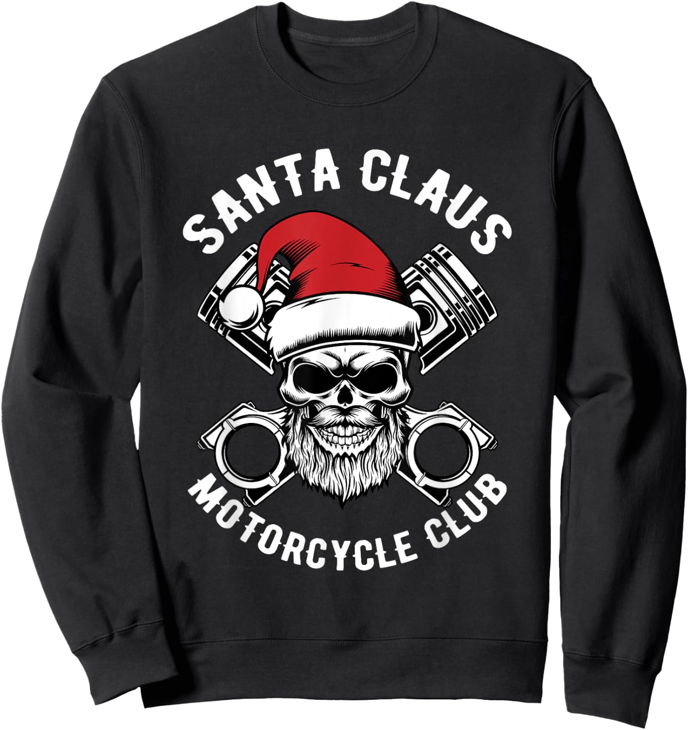 Santa Claus Motorcycle Club Christmas Pajama Cool Xmas Biker Sweatshirt - Sweatshirt | Black