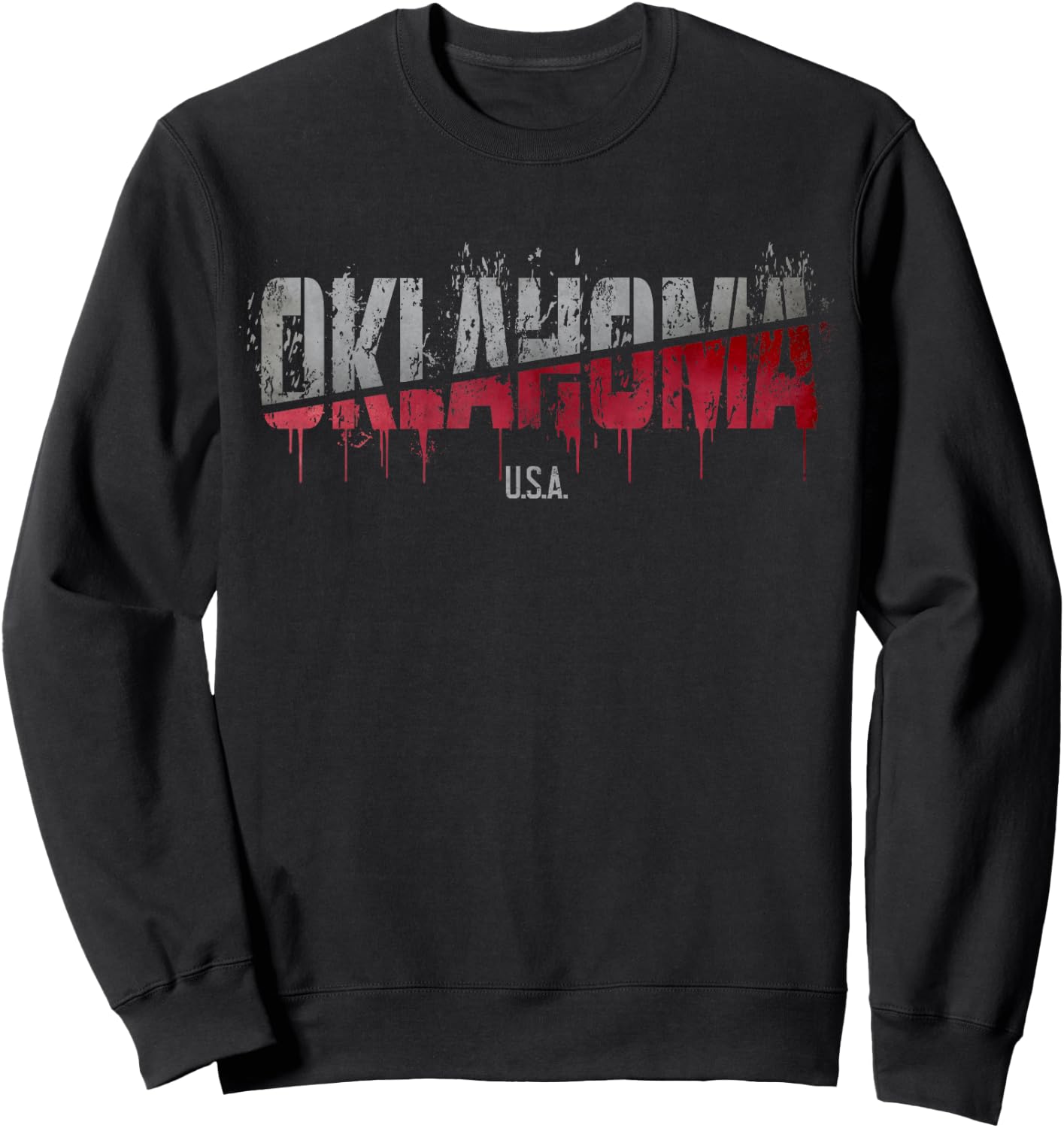 Distressed Oklahoma USA Sweatshirt - Sweatshirt | Black