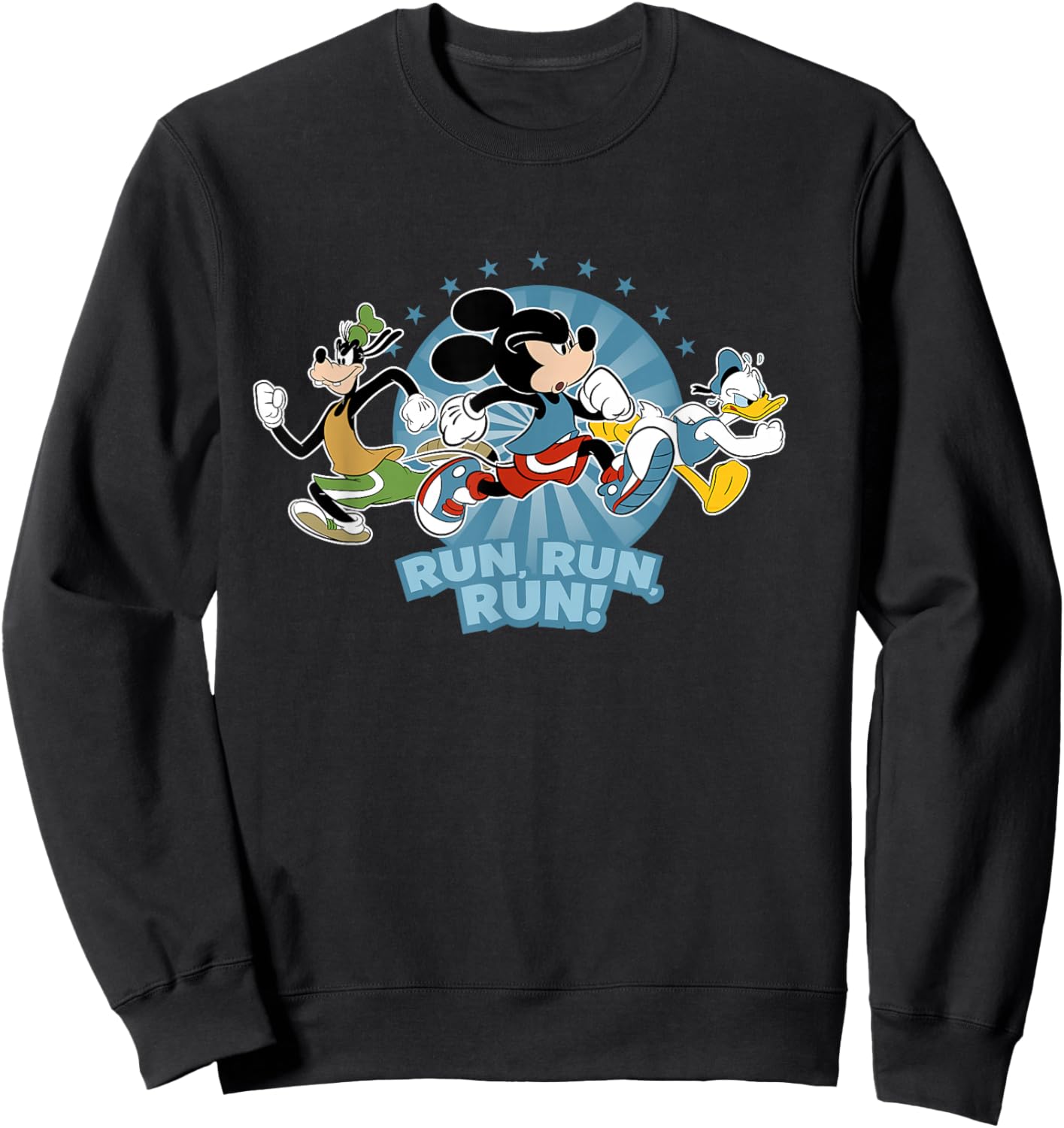 Disney Mickey Goofy and Donald Run Run Run! Marathon Running Sweatshirt - Sweatshirt | Black
