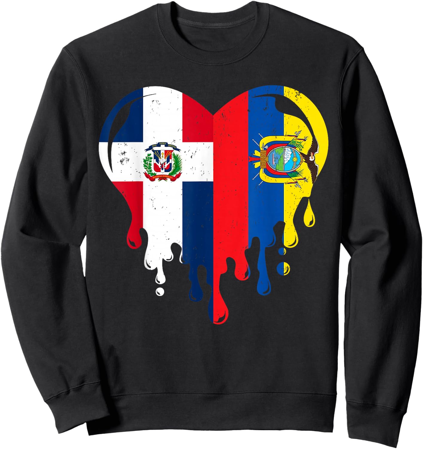 Dominican Republic Ecuador Flag Heart Dominican Ecuadorian Sweatshirt - Sweatshirt | Black