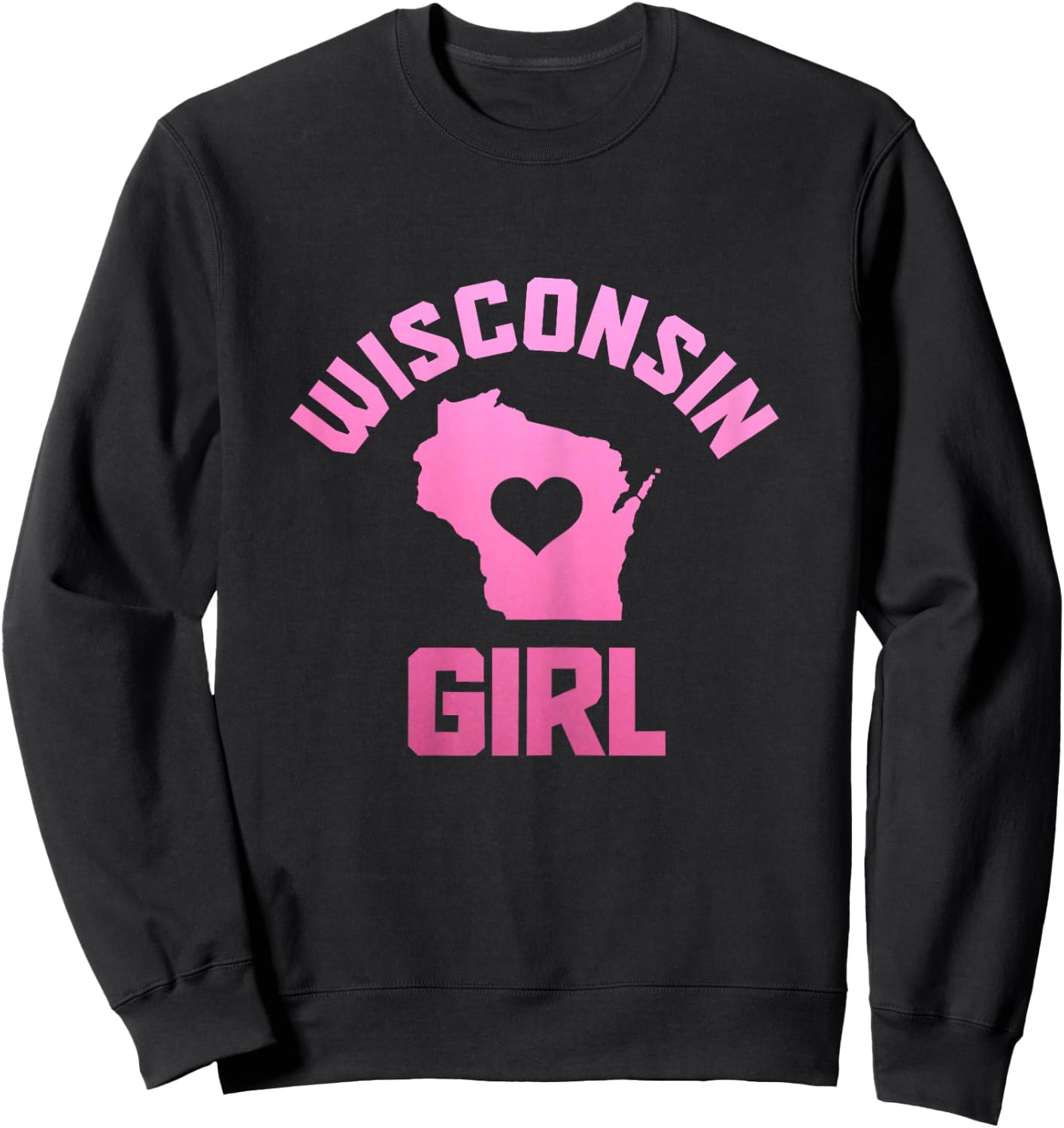 Wisconsin Girl State Map Heart Pride Vintage Sweatshirt - Sweatshirt | Black
