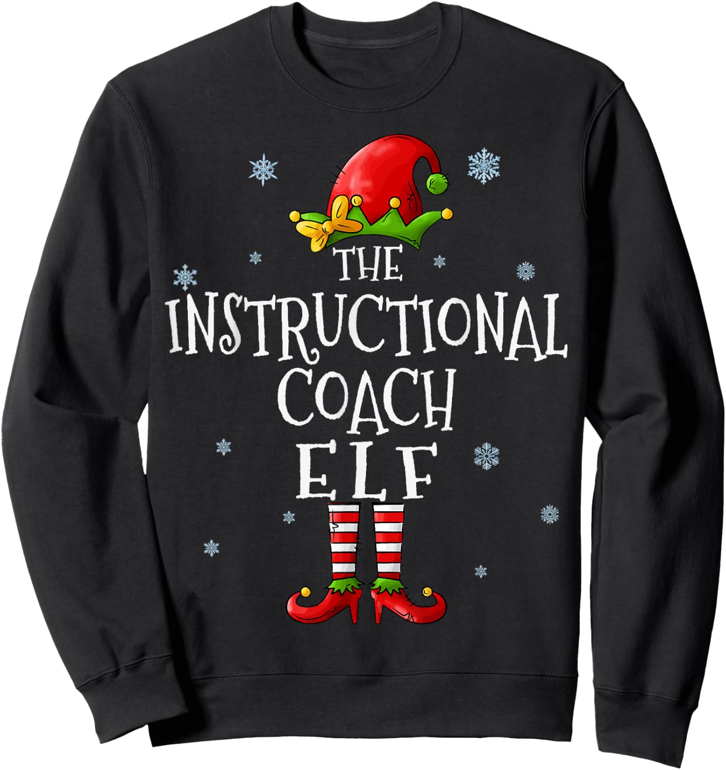 The Instructional Coach Elf Squad Funny Matching Christmas Sweatshirt - Sweatshirt | Black