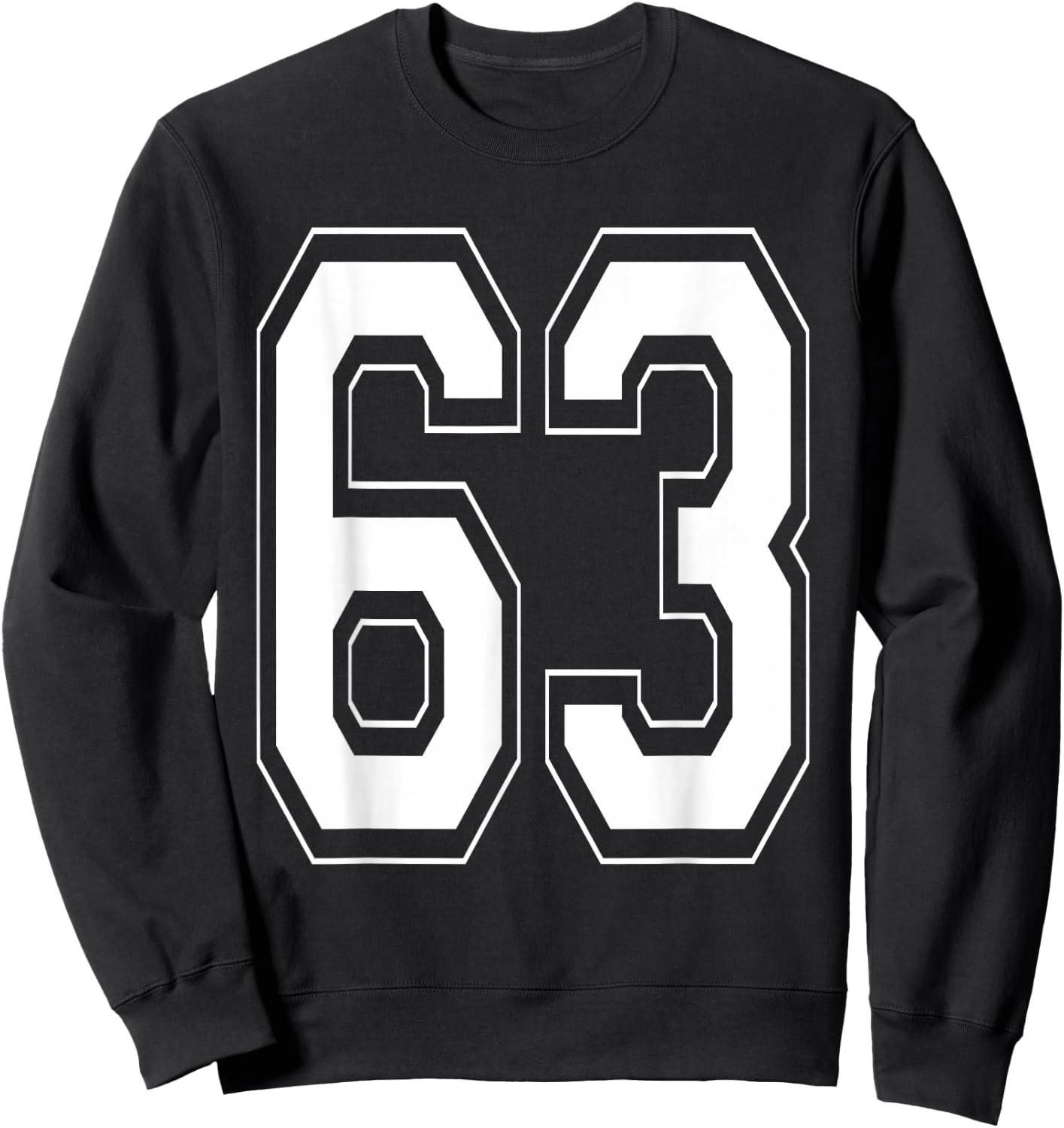 Number 63 Varsity Style Bold Sports Birthday Jersey Sweatshirt - Sweatshirt | Black