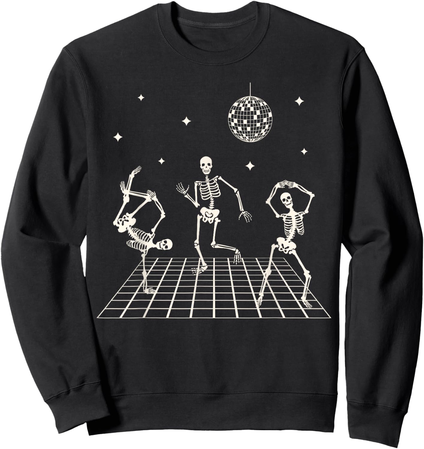 Skeletons Dancing at the Club with a disco ball Halloween Sweatshirt - Sweatshirt | Black