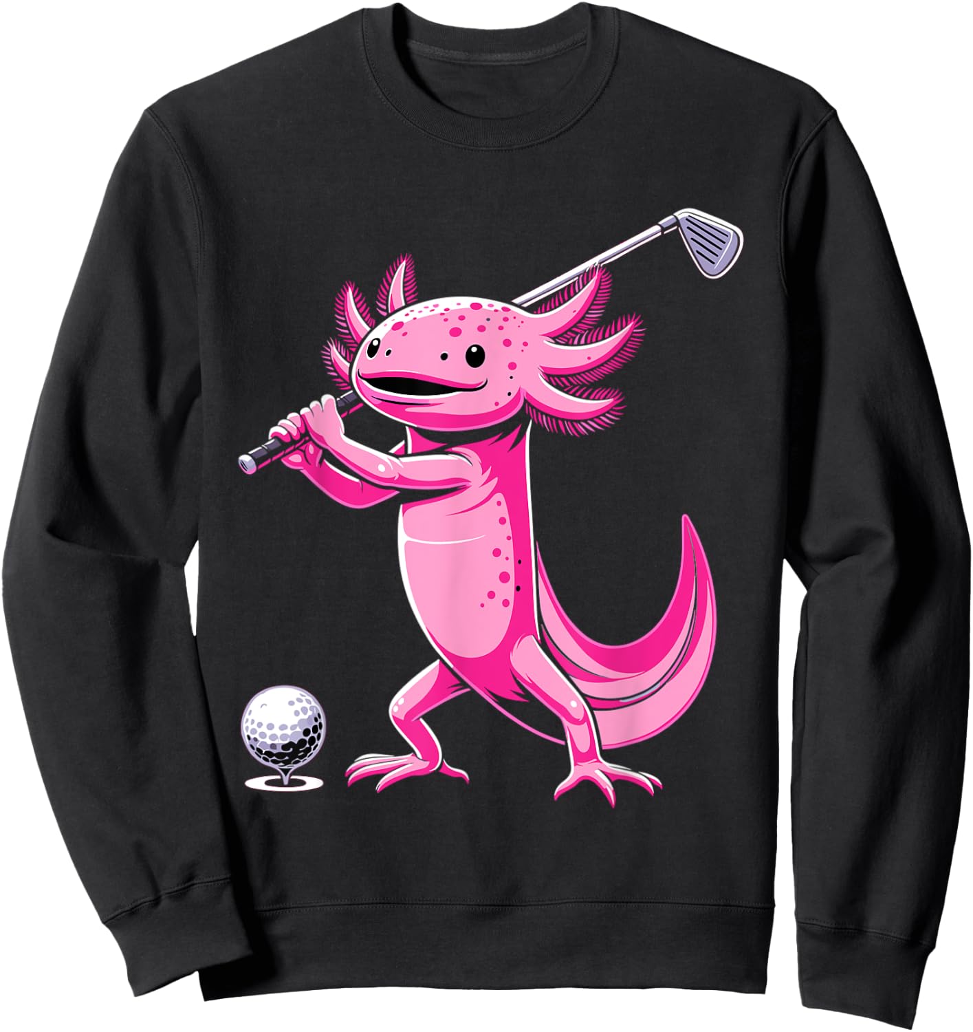 Axolotl Playing Golf Funny Golfing Lover Golfer Sweatshirt - Sweatshirt | Black