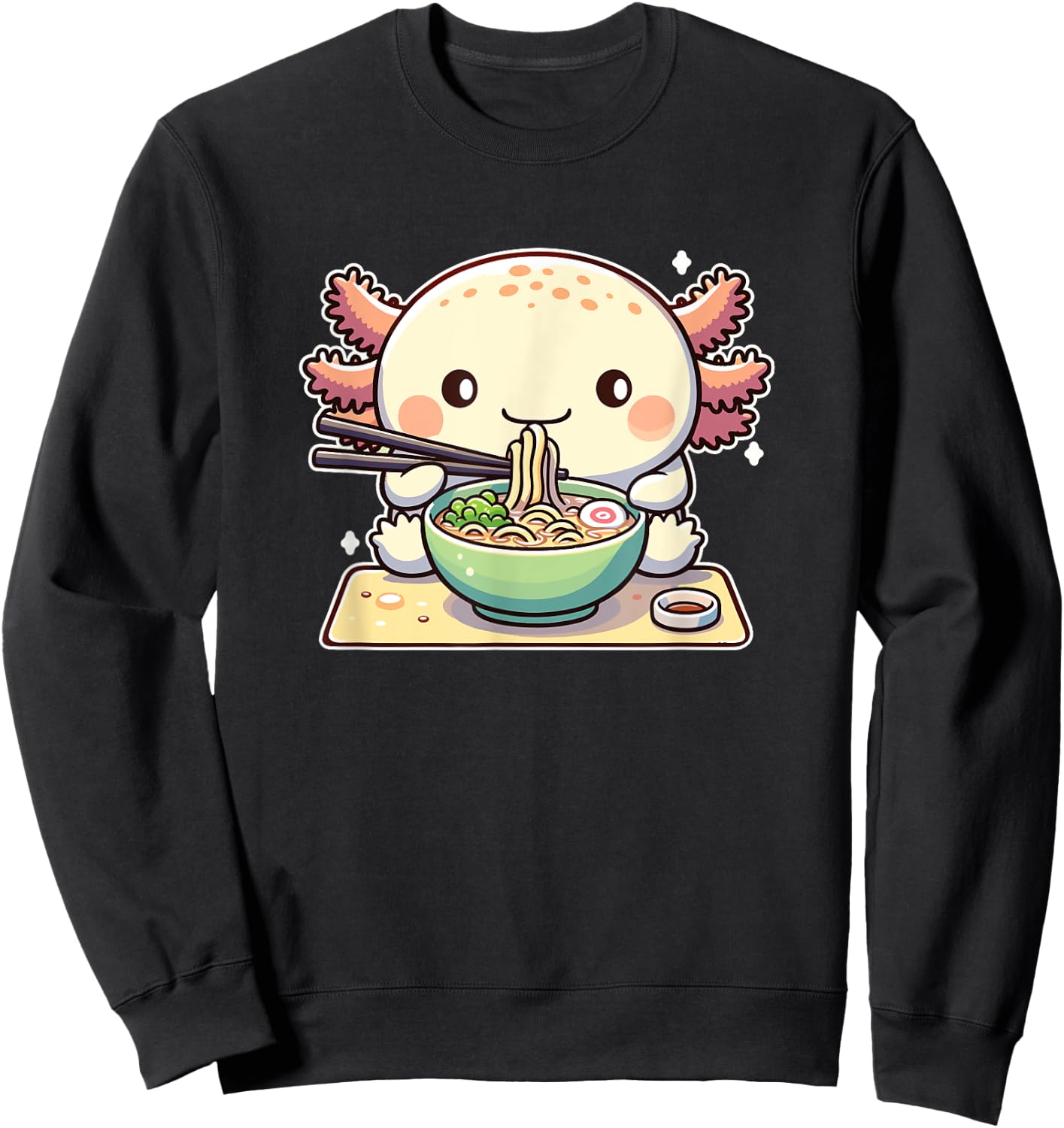 Cute Axolotl Eats Ramen Noodles Axolotls Ramen Sweatshirt - Sweatshirt | Black