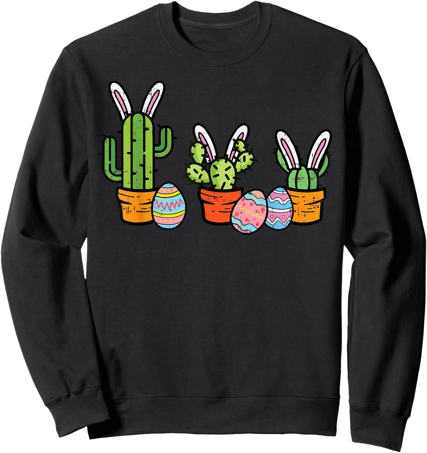 Easter Cactus Bunny Succulent Plant Mexican Men Women Kids Sweatshirt - Sweatshirt | Black