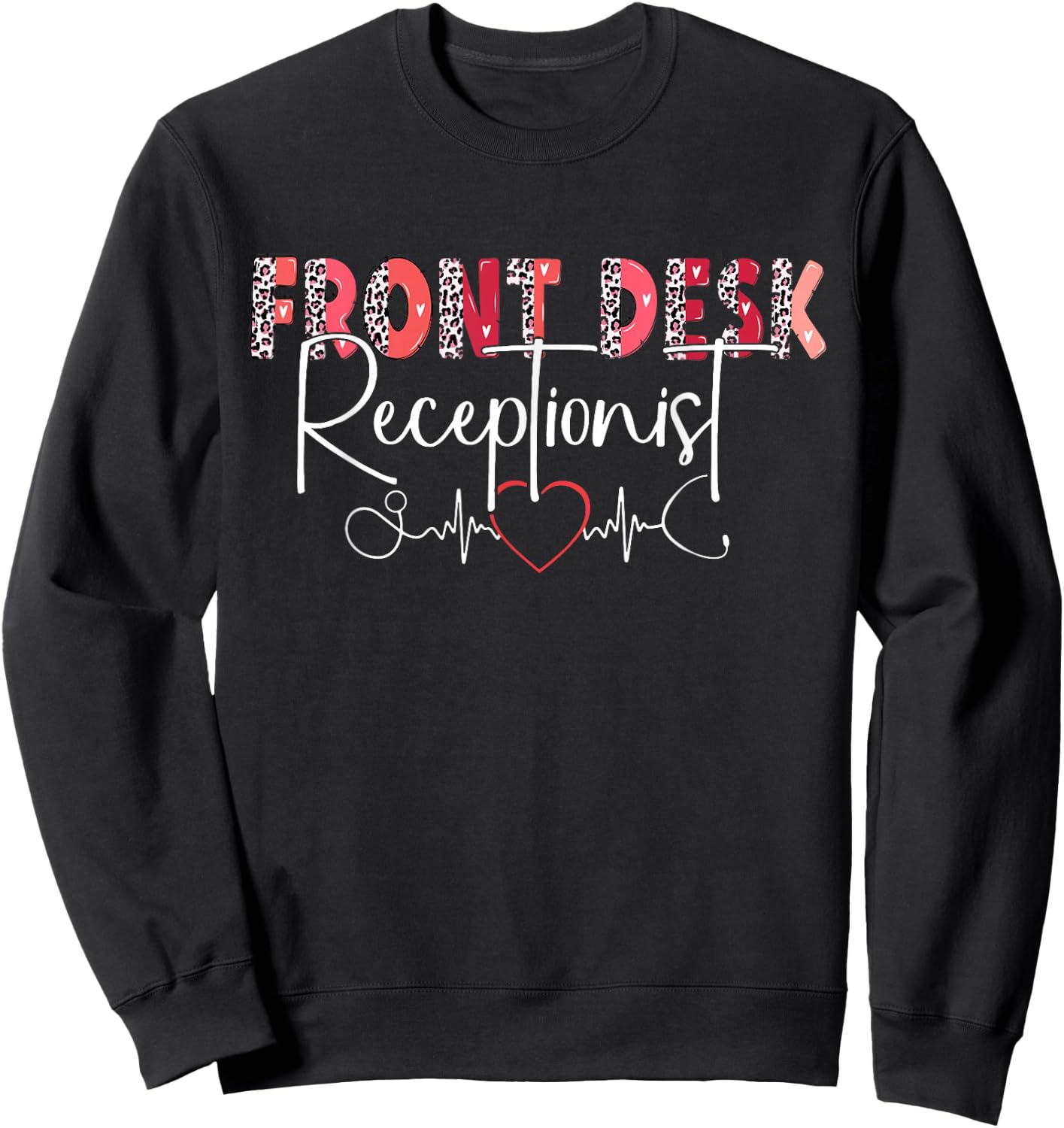Hospital Receptionist Office Valentine Nursing Women's Valentine's Day Office Black Small Regular Fit Short Sleeve Cotton Blend Sweatshirt - Sweatshirt | Black