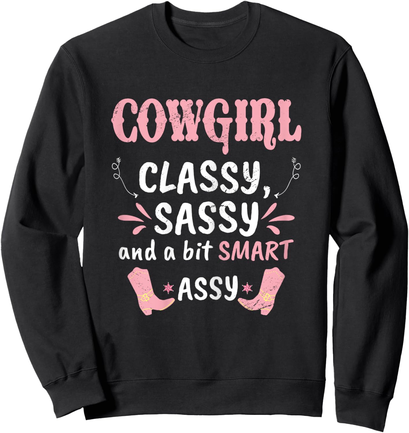 Funny Cowgirl Graphic Women Girls Cowgirl Western Rodeo Sweatshirt - Sweatshirt | Black