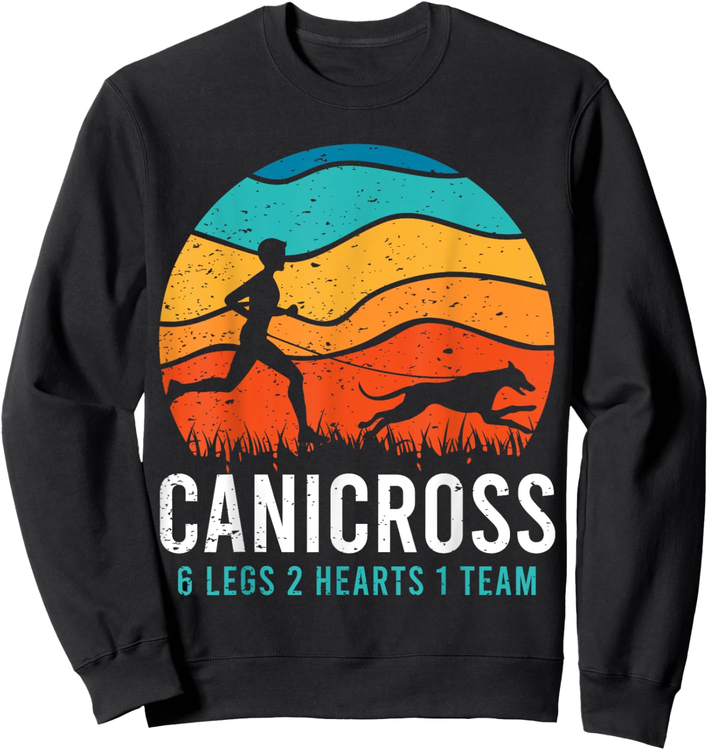 Canicross 6 Legs 2 Hearts 1 Team Funny Dog Running Lover Pun Men Women Girls Kids Sweatshirt - Sweatshirt | Black