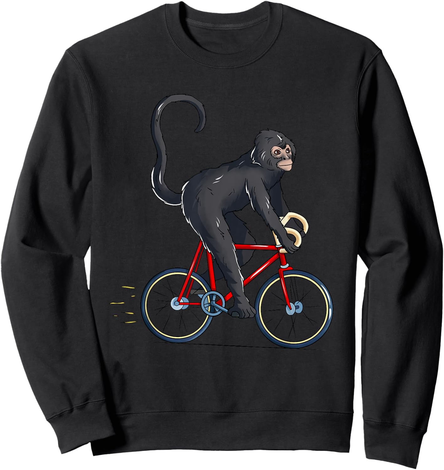 Spider Monkey Riding Bicycle Cute Biker Cyclist Sweatshirt - Sweatshirt | Black