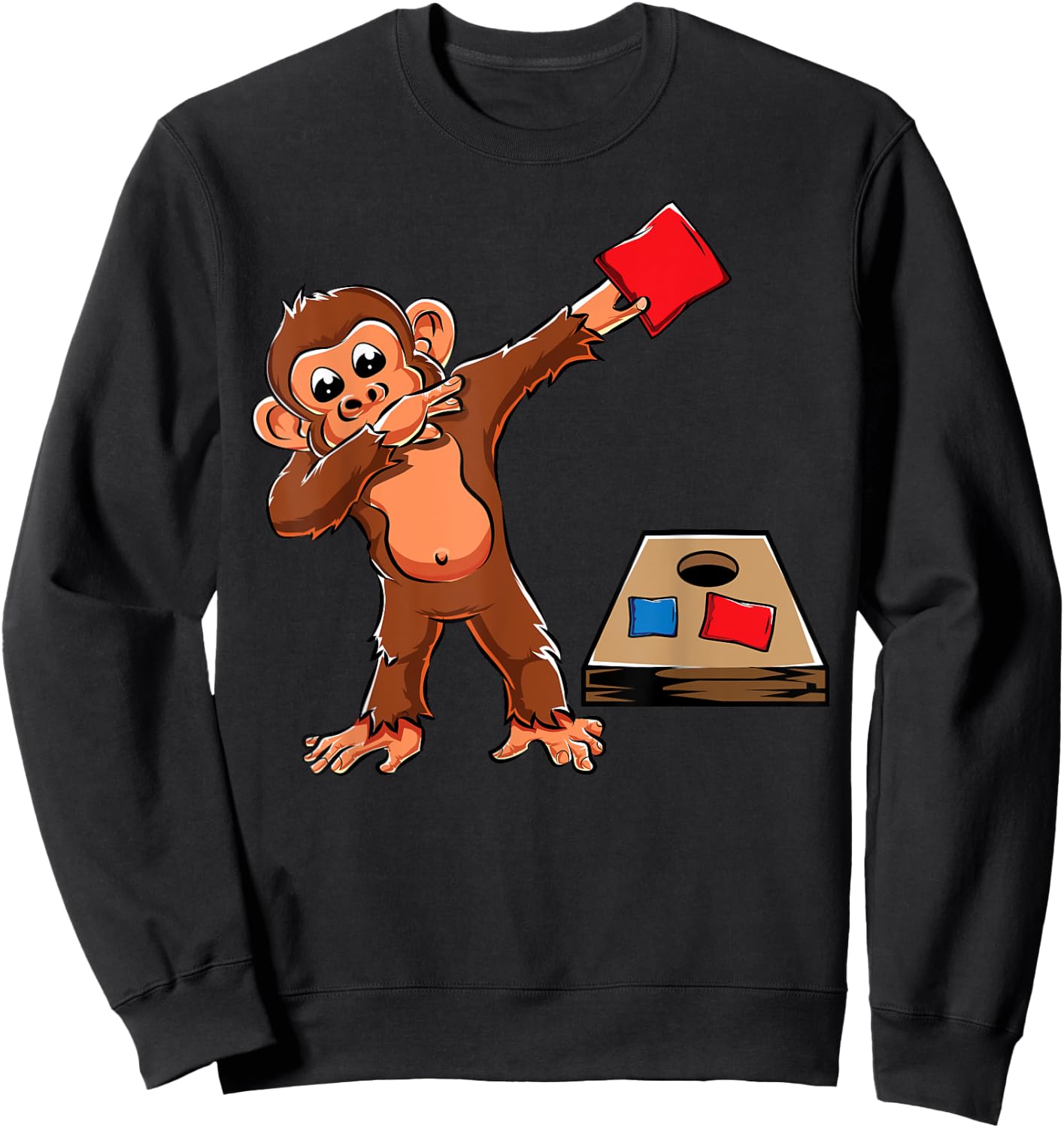 Cute Dabbing Monkey Cornhole Boys Birthday Girls Corn Hole Sweatshirt - Sweatshirt | Black