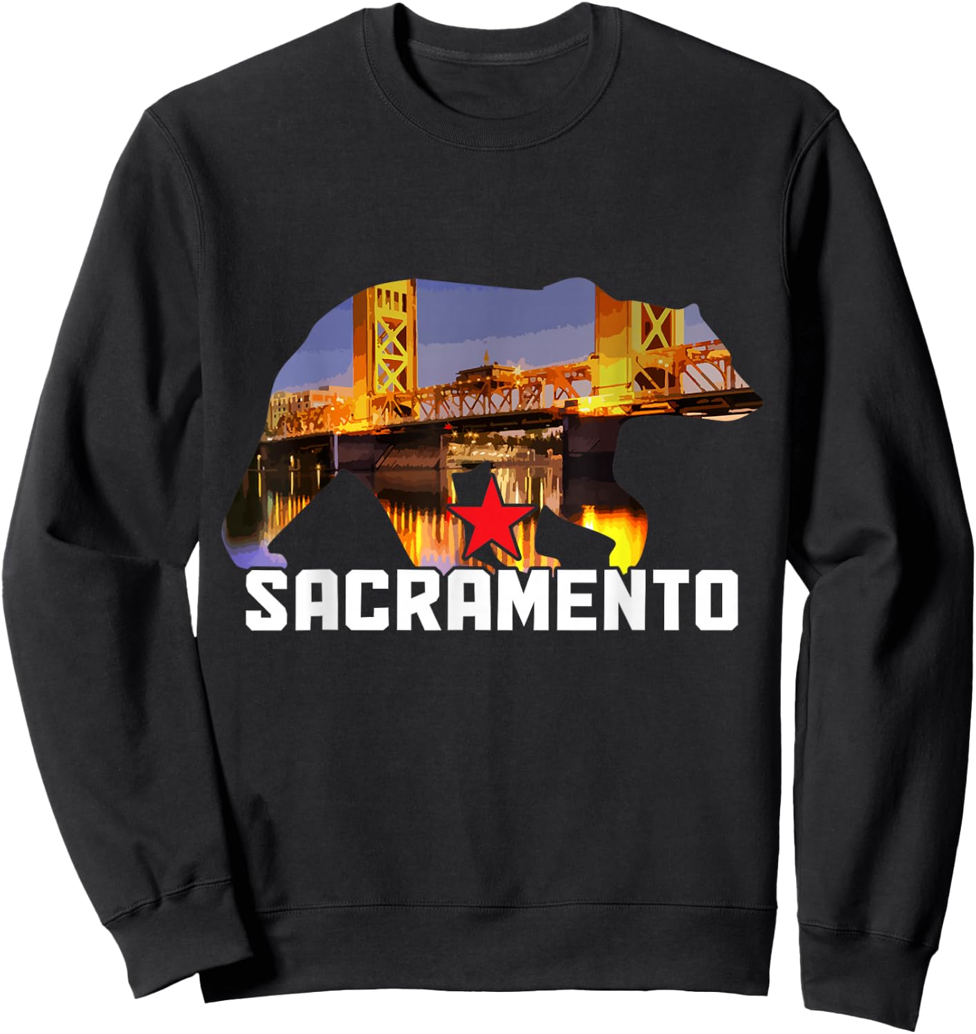 Sacramento California Bear Skyline Pride Vintage Sweatshirt - Sweatshirt | Black