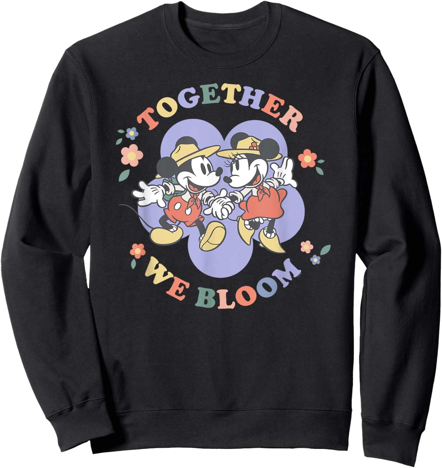 Disney Mickey and Minnie Mouse Together We Bloom Springtime Sweatshirt - Sweatshirt | Black