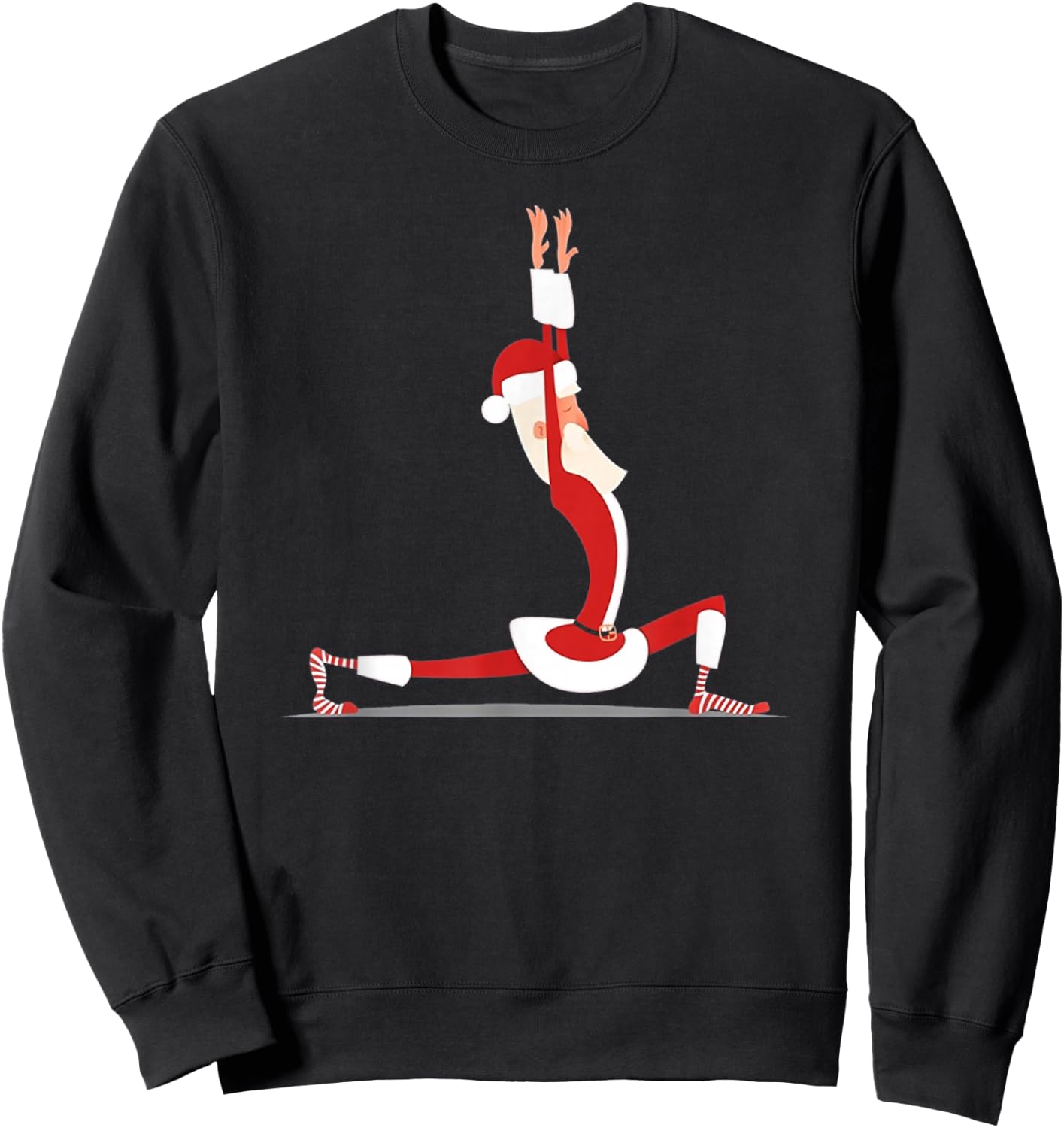 Yoga Christmas Santa Pose Funny Christmas Lovers Costume Sweatshirt - Sweatshirt | Black