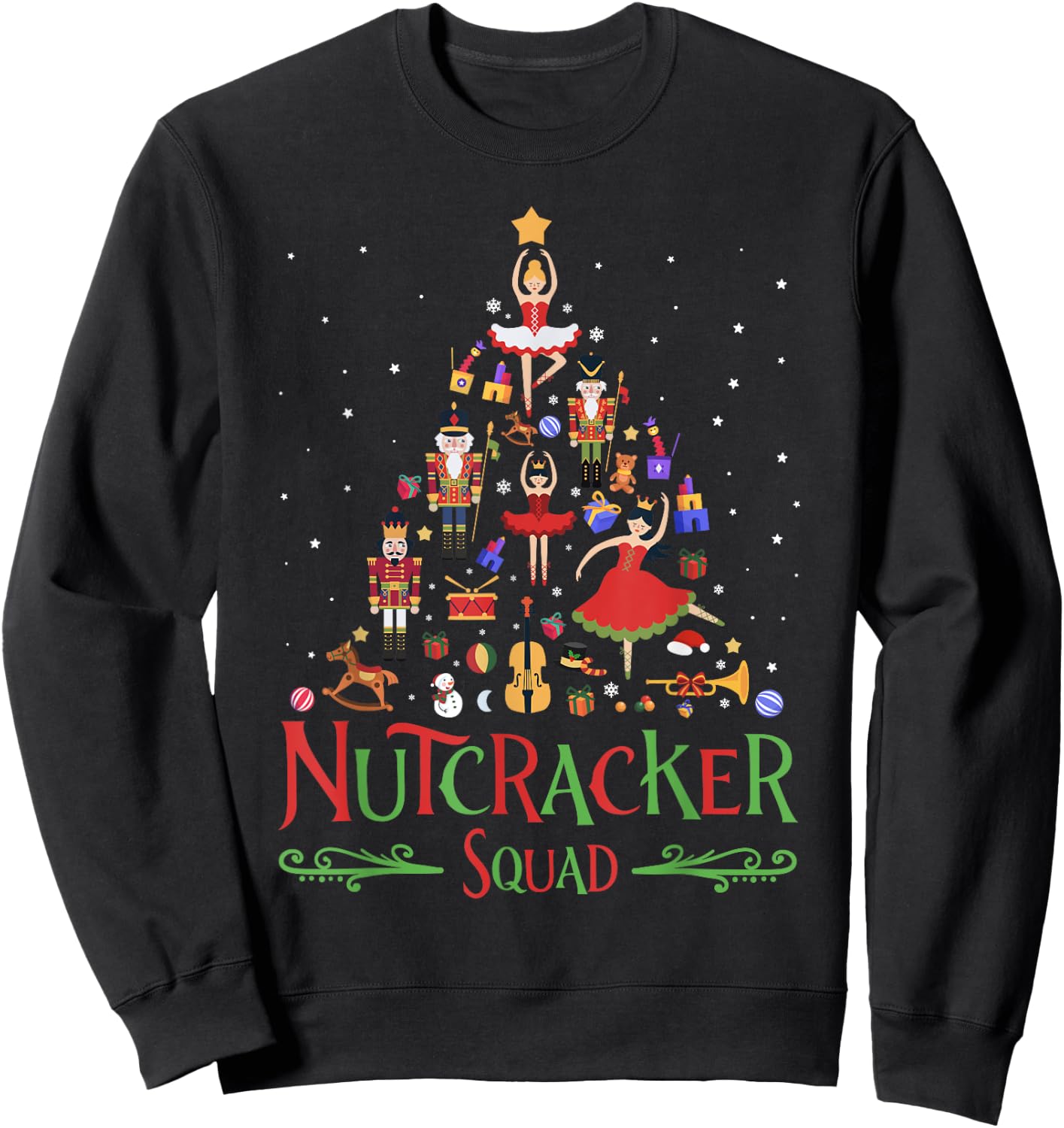 Nutcracker Tree Christmas Holiday Nutcracker Squad Ballet Sweatshirt - Sweatshirt | Black