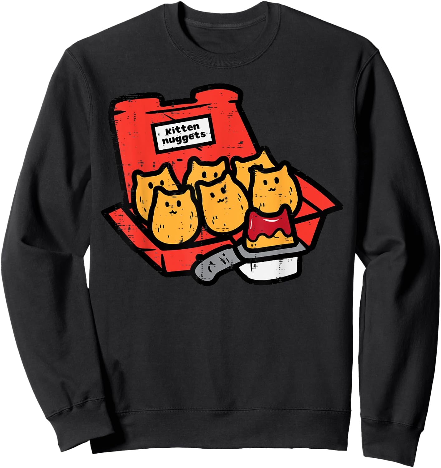 Kitten Nuggets Cute Fast Food Cat Food Lover Girls Boys Kids Sweatshirt - Sweatshirt | Black