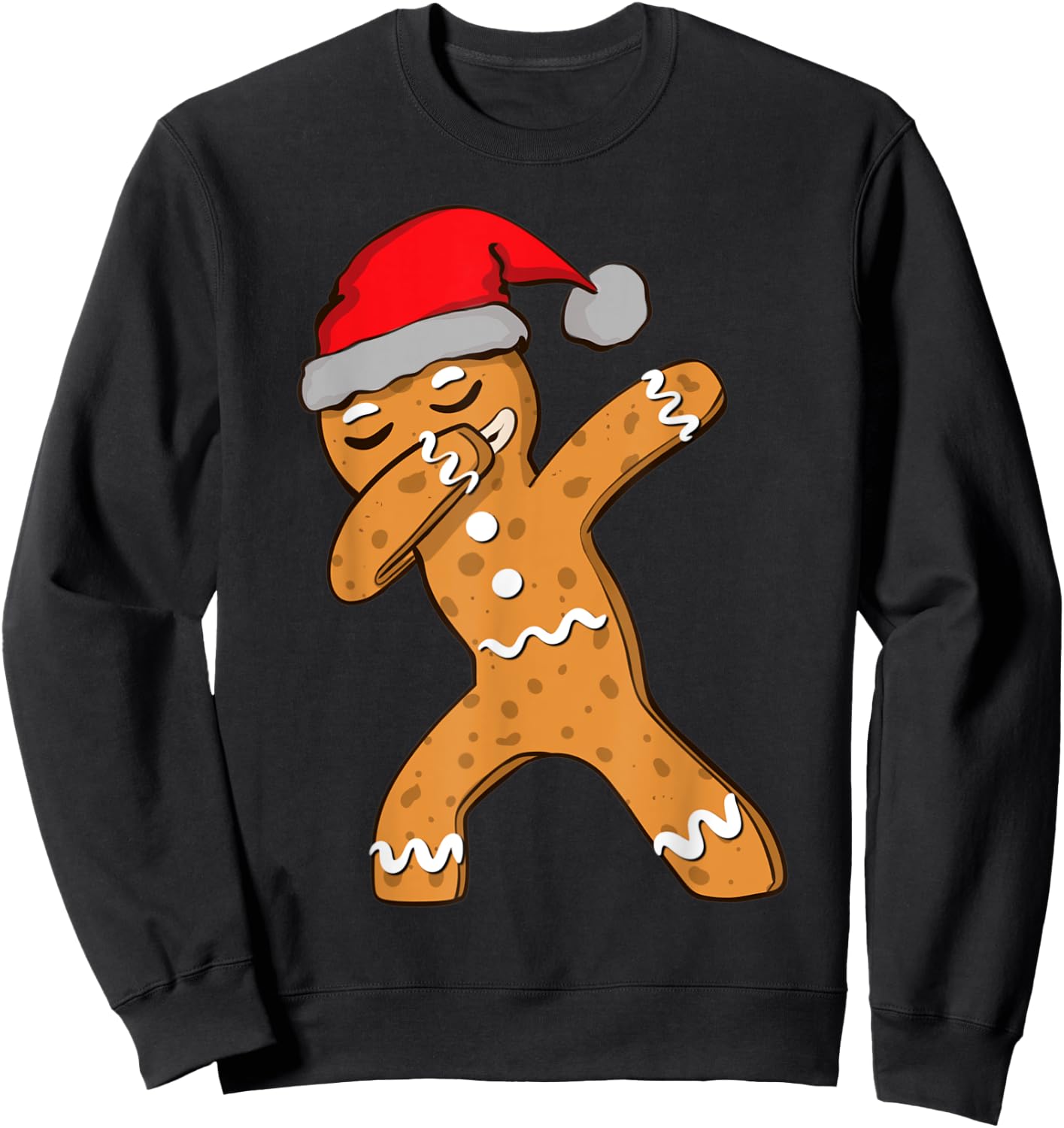 Kids Dabbing Dab Gingerbread Man Xmas Girls Boys Christmas Sweatshirt - Sweatshirt | Black