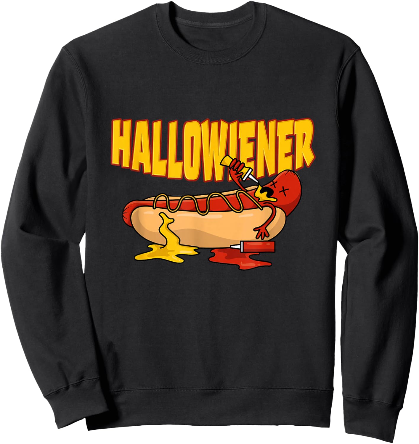 Fast Food Frank Wiener-sausage Ketchup Halloween Bun Hot Dog Sweatshirt - Sweatshirt | Black