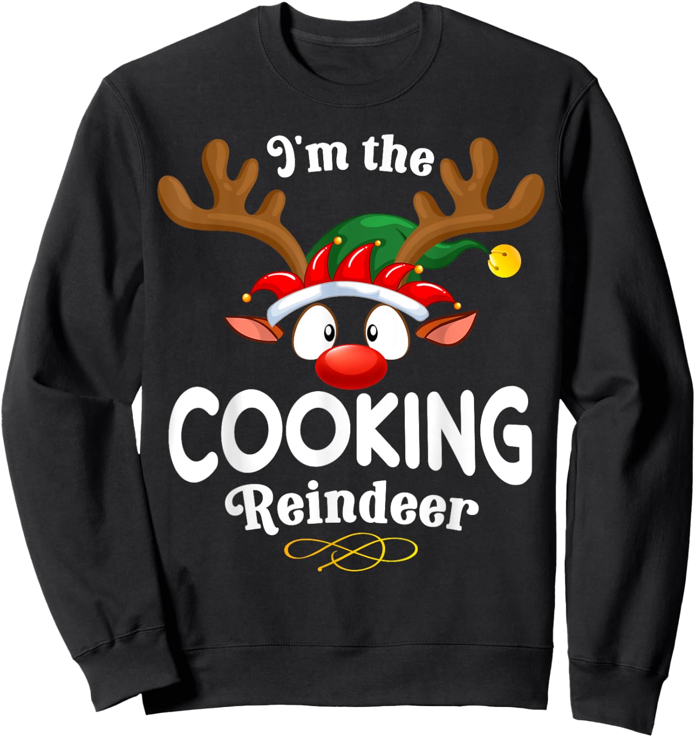 Christmas PJS Cooking XMas Reindeer Matching Sweatshirt - Sweatshirt | Black