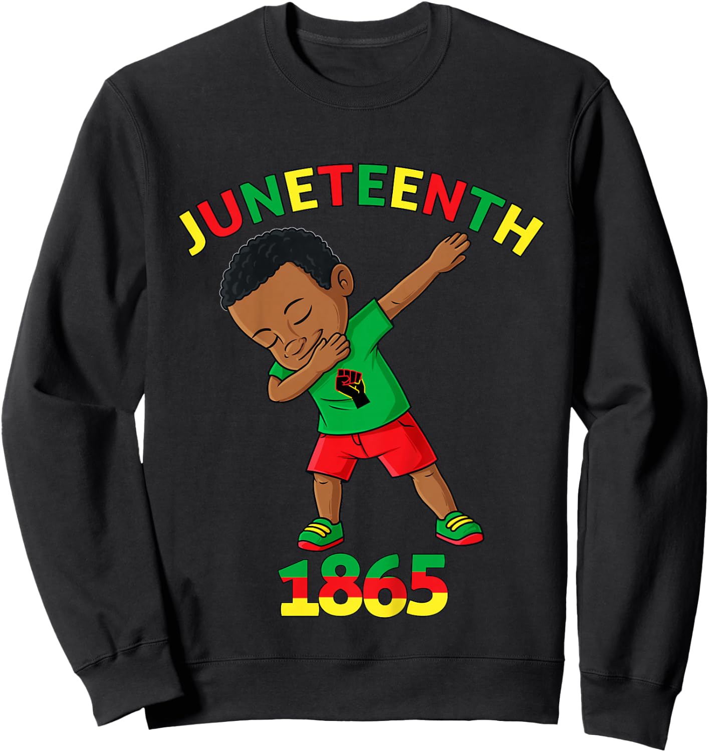 Kids Dabbing Black King Juneteenth 1865 Brown Skin Boys Dab Sweatshirt - Sweatshirt | Black