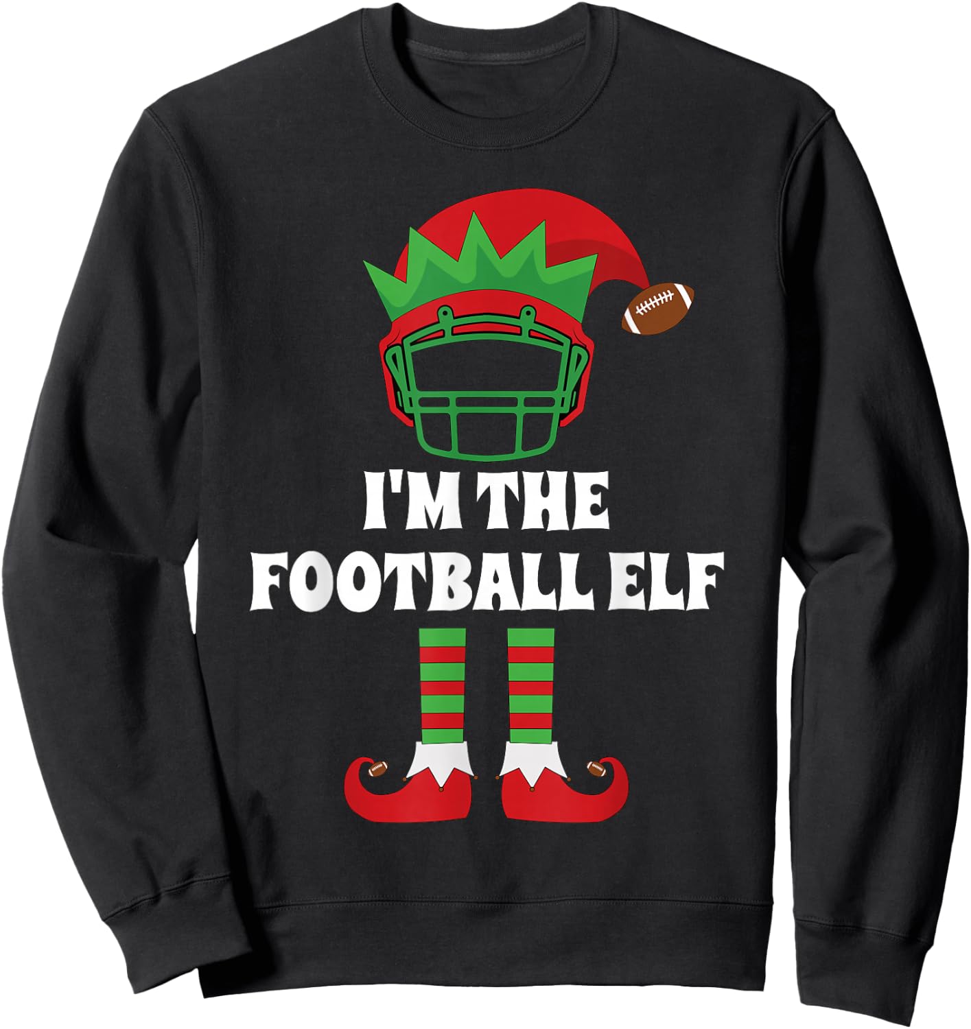 The Football Elf Matching Family Group Christmas Party Elf Sweatshirt - Sweatshirt | Black