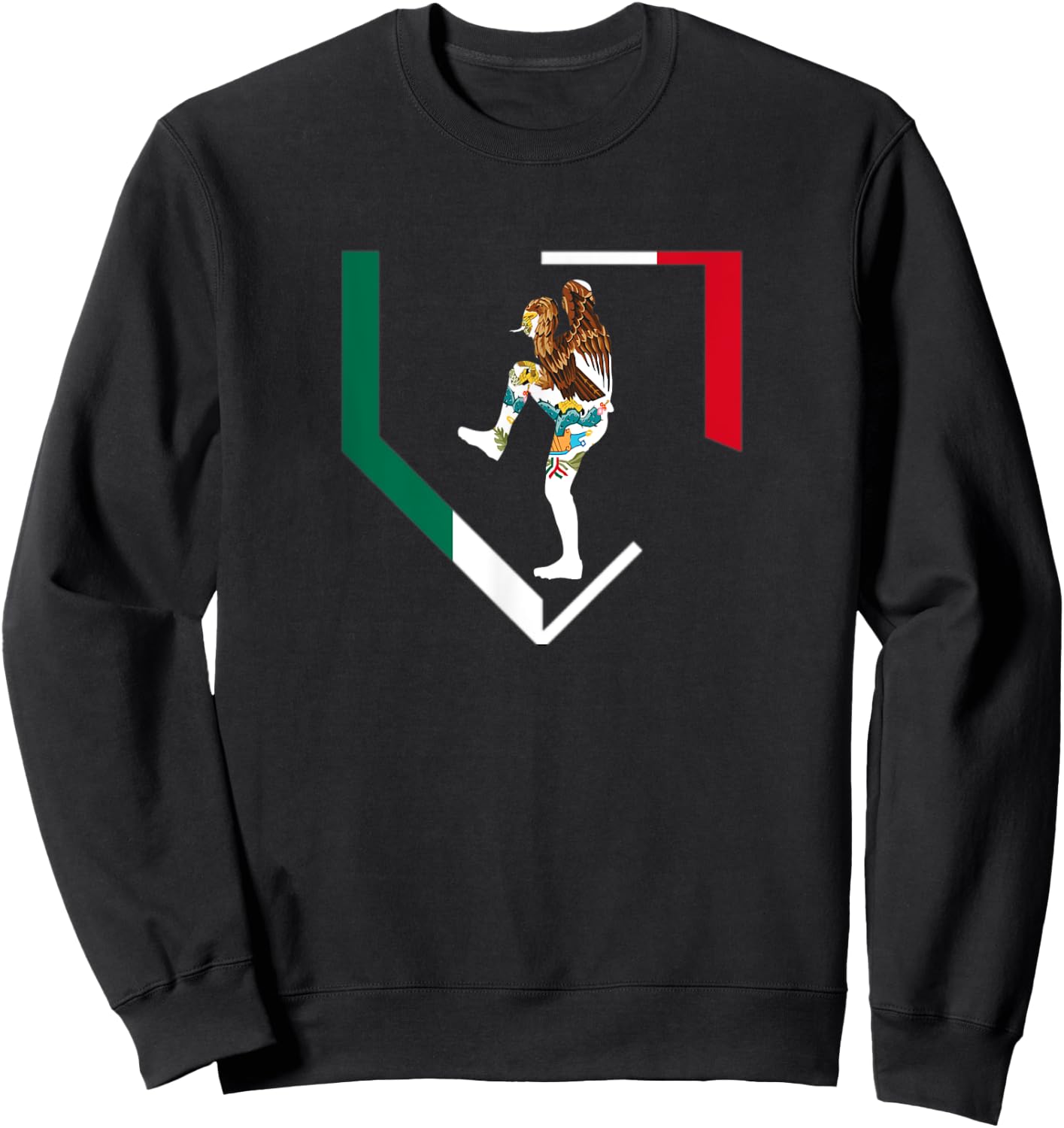 Mexico Baseball Pitcher Mexican Flag Home Plate Béisbol Team Sweatshirt - Sweatshirt | Black