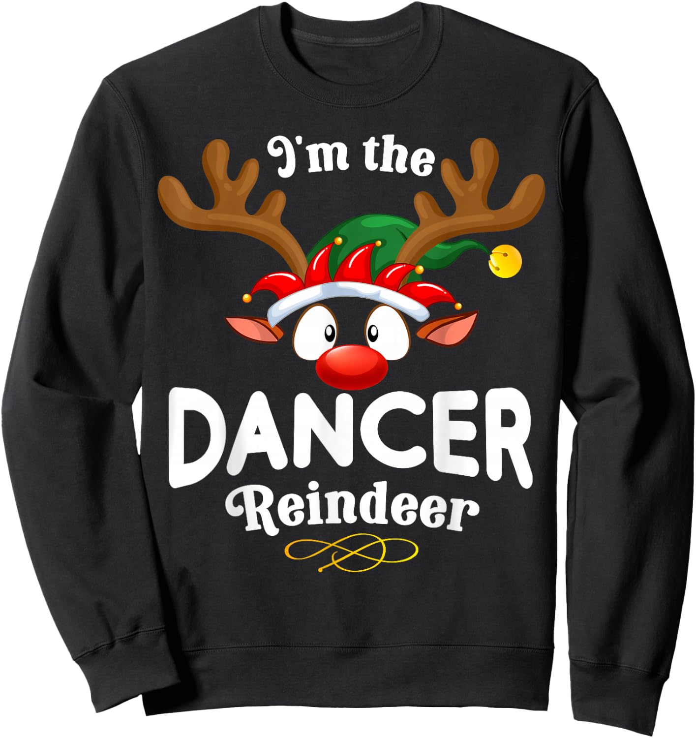 99 Gifts Christmas Family Matching Reindeer Outfit - Dancer Xmas Reindeer -Adults Black Cotton/Polyester Short Sleeve - Small Sweatshirt - Sweatshirt | Black