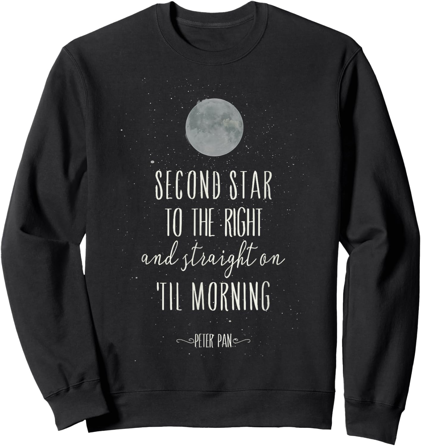 Disney Peter Pan Second Star To The Right Moon & Stars Sweatshirt - Sweatshirt | Black