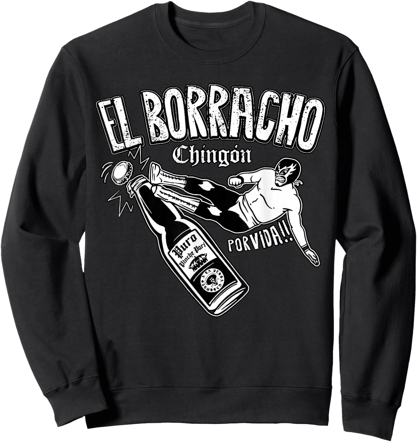 El Borracho Chingon Mexican Drinking Cinco De Mayo Sweatshirt - Sweatshirt | Black