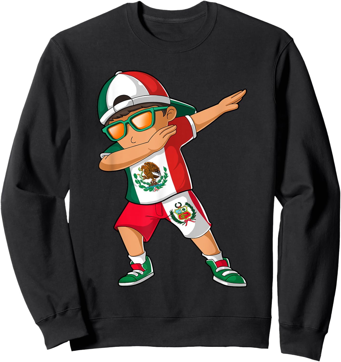 Half Mexican Half Peruvian Boy Mexico Peru Flag Sweatshirt - Sweatshirt | Black