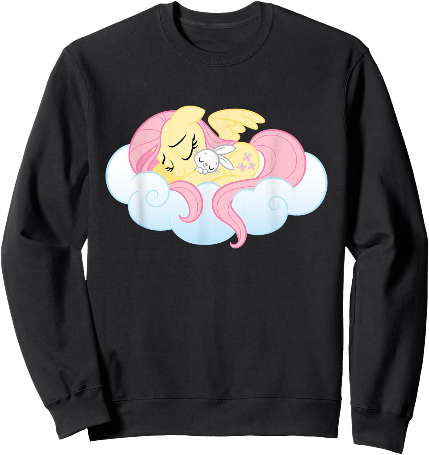 My Little Pony Fluttershy and Angel Bunny Sleeping Sweatshirt - Sweatshirt | Black