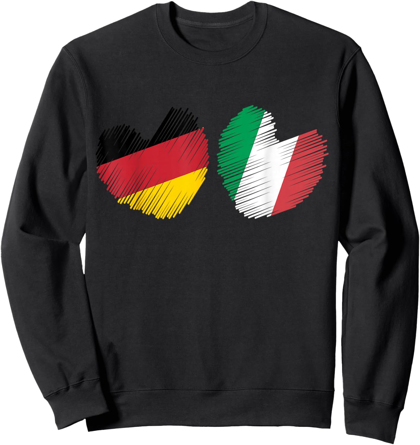 Germany Italy Heart German Flag Italian Flag Grunge Heart Sweatshirt - Sweatshirt | Black