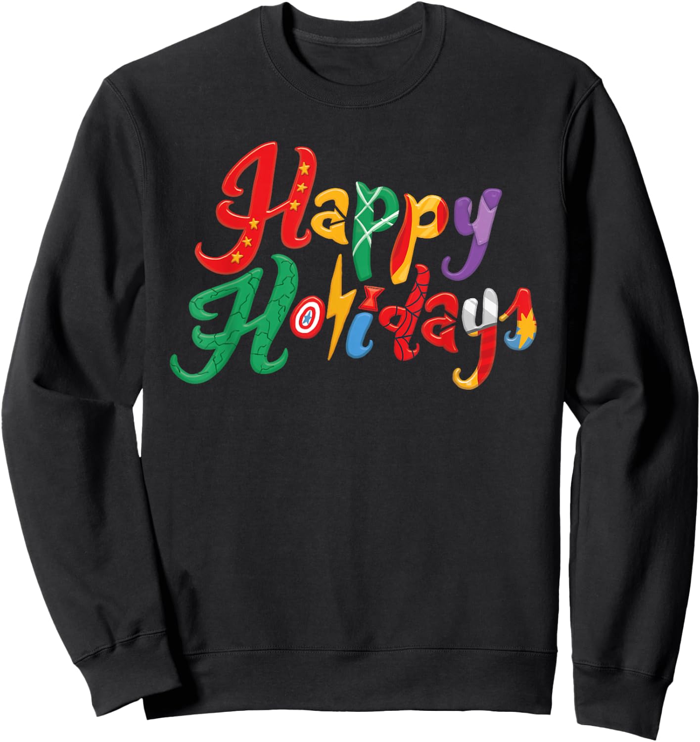 Marvel Avengers Happy Holidays Sweatshirt - Sweatshirt | Black