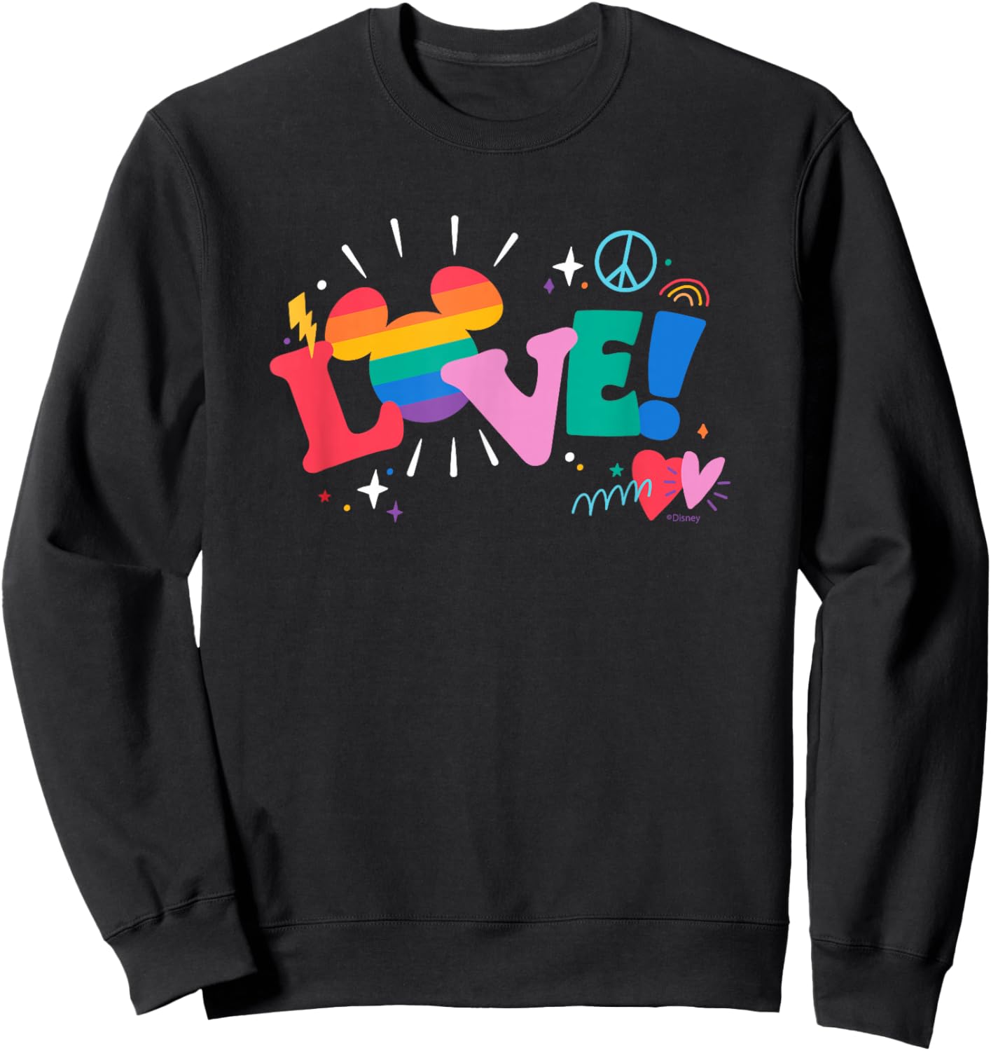 Disney Mickey Mouse Icon Pride Love Rainbow Doodles Sweatshirt - Sweatshirt | Black