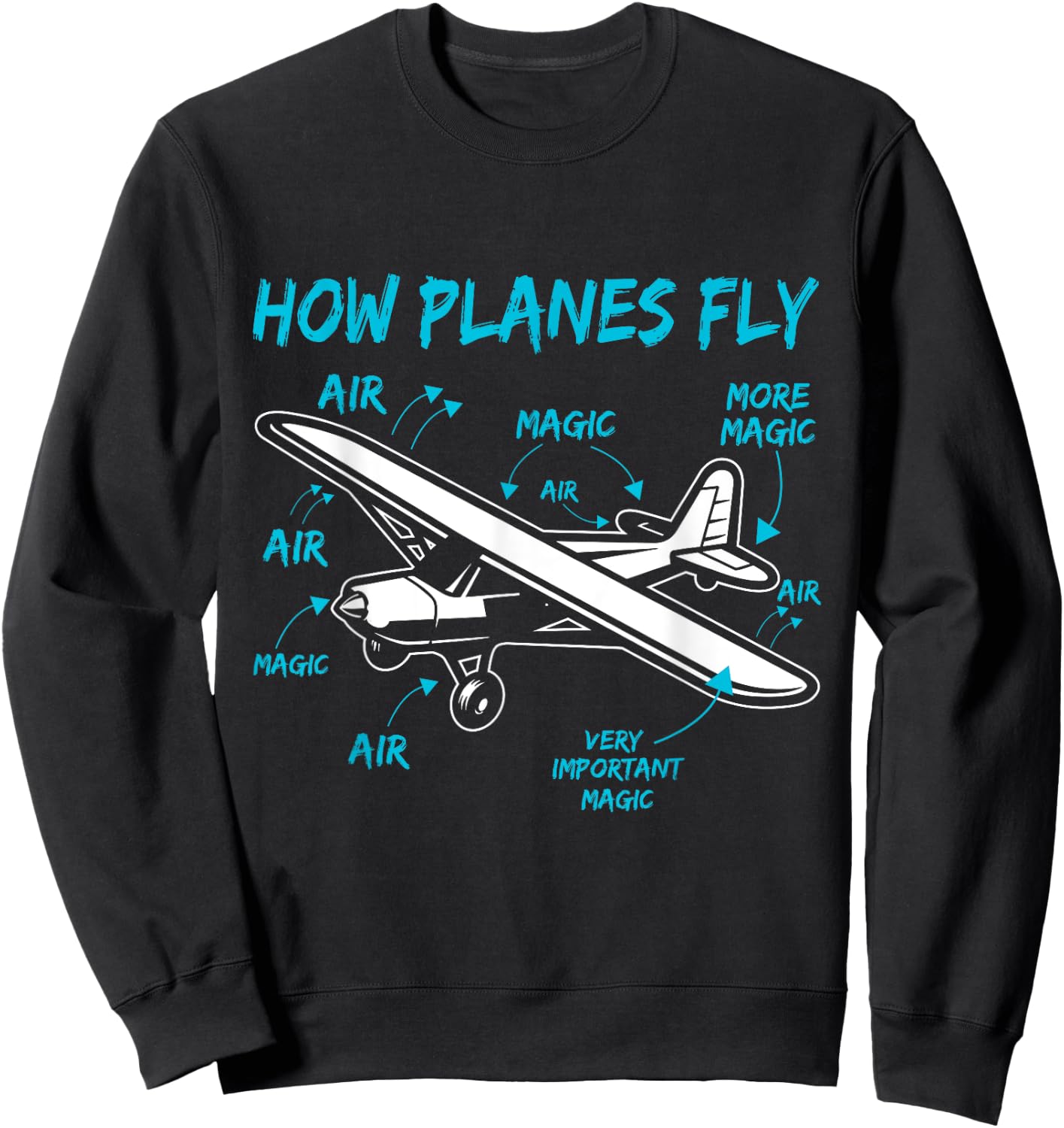 Funny Aviation t shirts How Planes Fly Kids Youth Pilot Sweatshirt - Sweatshirt | Black