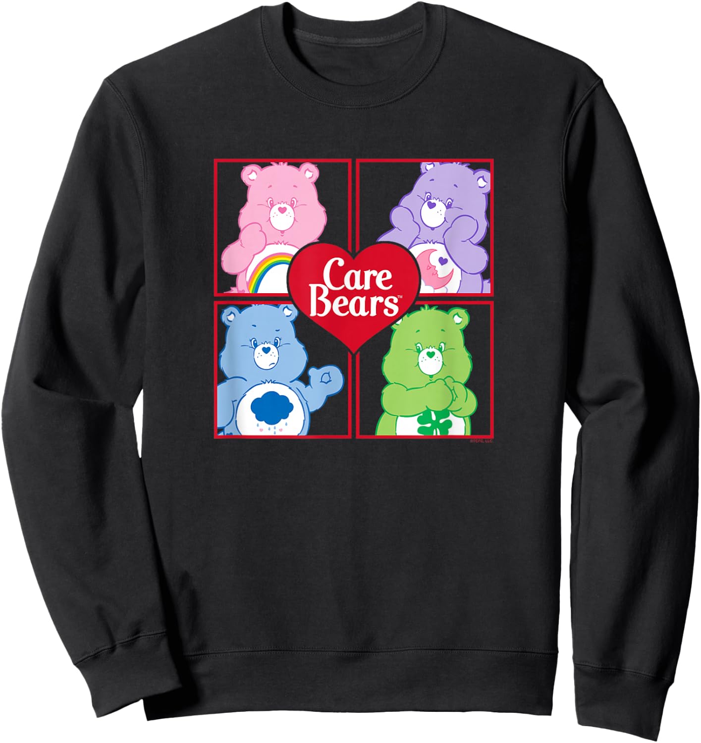 Care Bears Four Block Bears Heart Logo Retro Cartoon Sweatshirt - Sweatshirt | Black