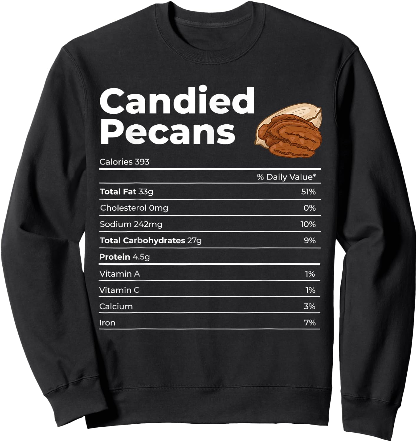 Nutrition Facts Candied Pecans Sweatshirt - Sweatshirt | Black