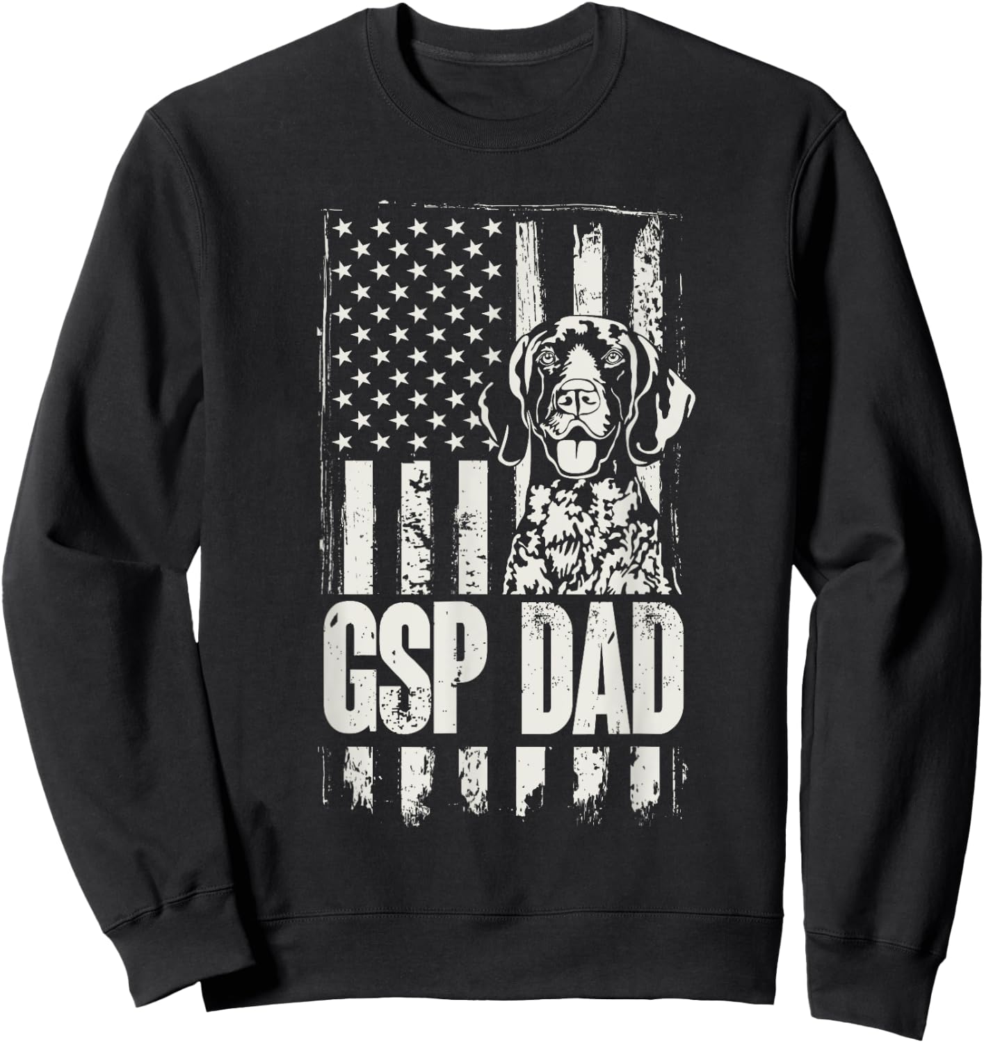 German Shorthaired Pointer GSP Dad Dog American Flag Sweatshirt - Sweatshirt | Black