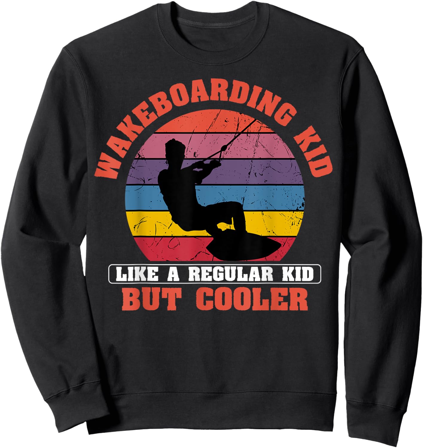 Wakeboarding Kid Retro Vintage Waterskiing Wakeboarder Sport Sweatshirt - Sweatshirt | Black