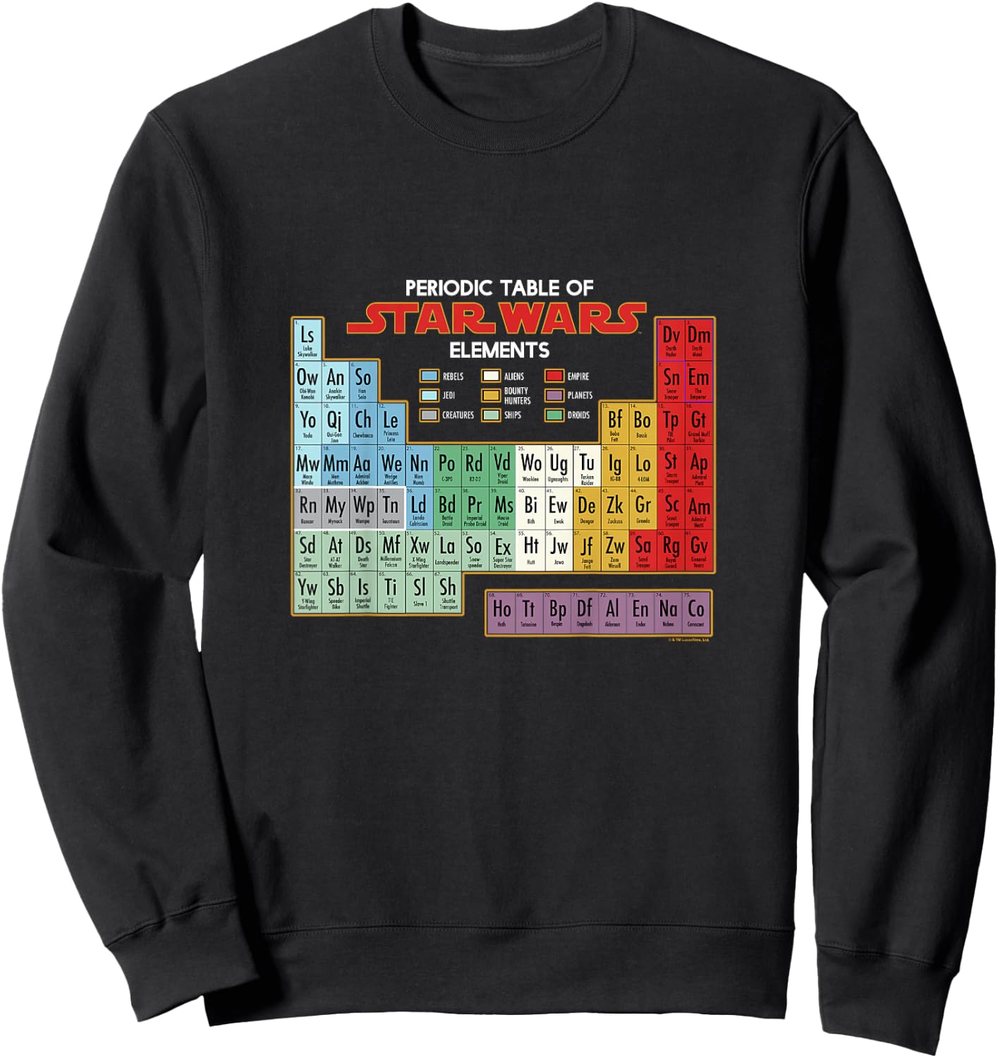 Kids Star Wars Classic Periodic Table Of Star Wars Elements Sweatshirt - Sweatshirt | Black